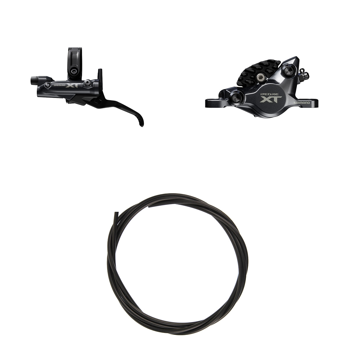Kit Freno Disco Hidráulico Shimano Deore XT BR-M8200/BL-M8200 Trasero/Derecho Resina Sin Aletas/Adaptador Latiguillo 1700mm Negro