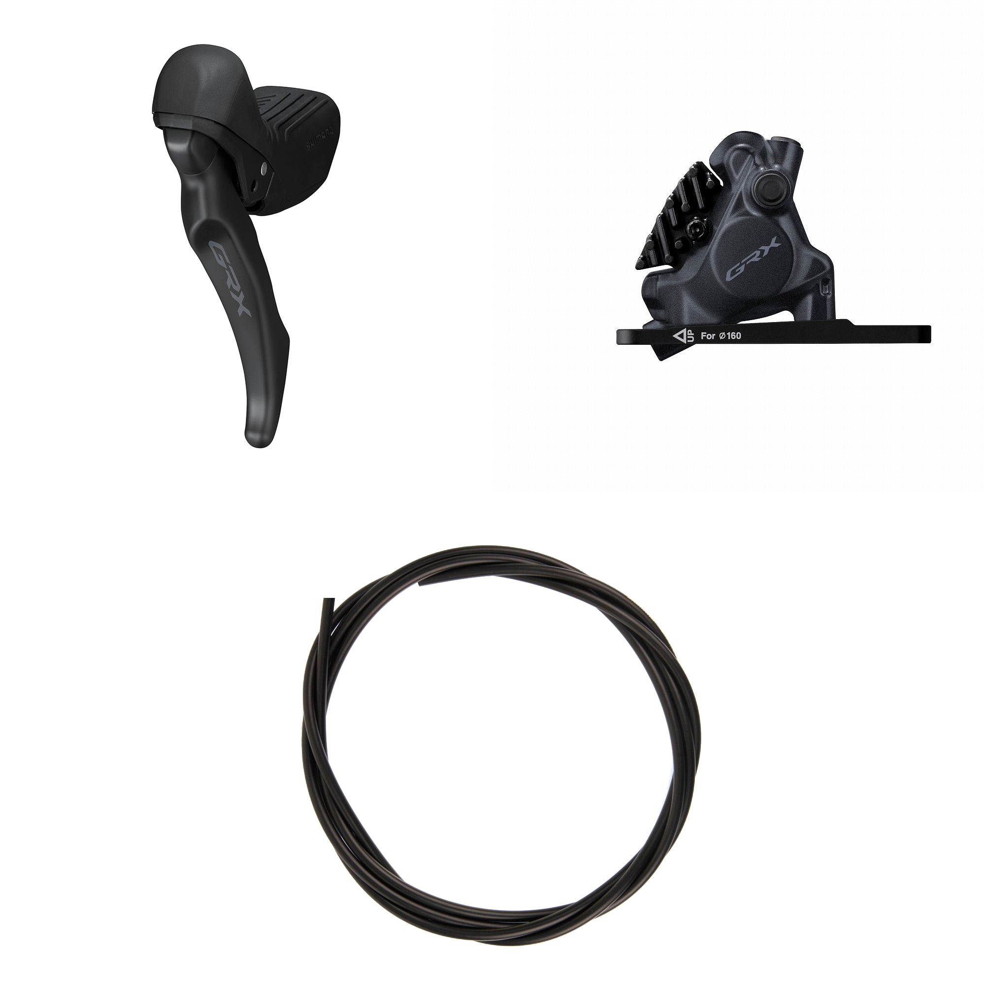 Kit Freno Disco Hidráulico Shimano GRX BR-RX410/BL-RX610 Delantero/Izquierdo Resina Aletas Adaptador 160mm Latiguillo 1000mm Negro #2
