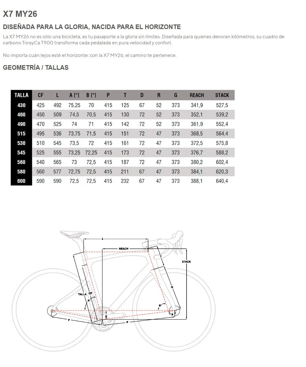 Pinarello X7 Ultegra Di2 2x12v Fulcrum Racing 800 2026 E340 Xpeed Red - GeometrĂa
