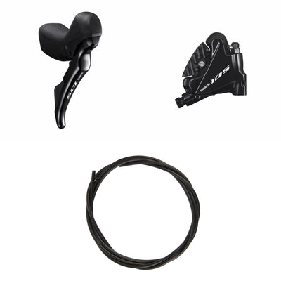 Kit Freno Disco Hidráulico Shimano 105 BR-R7020/ST-R7070 Trasero/Derecho Resina Aletas Sin Adaptador Latiguillo 1700mm Negro #2