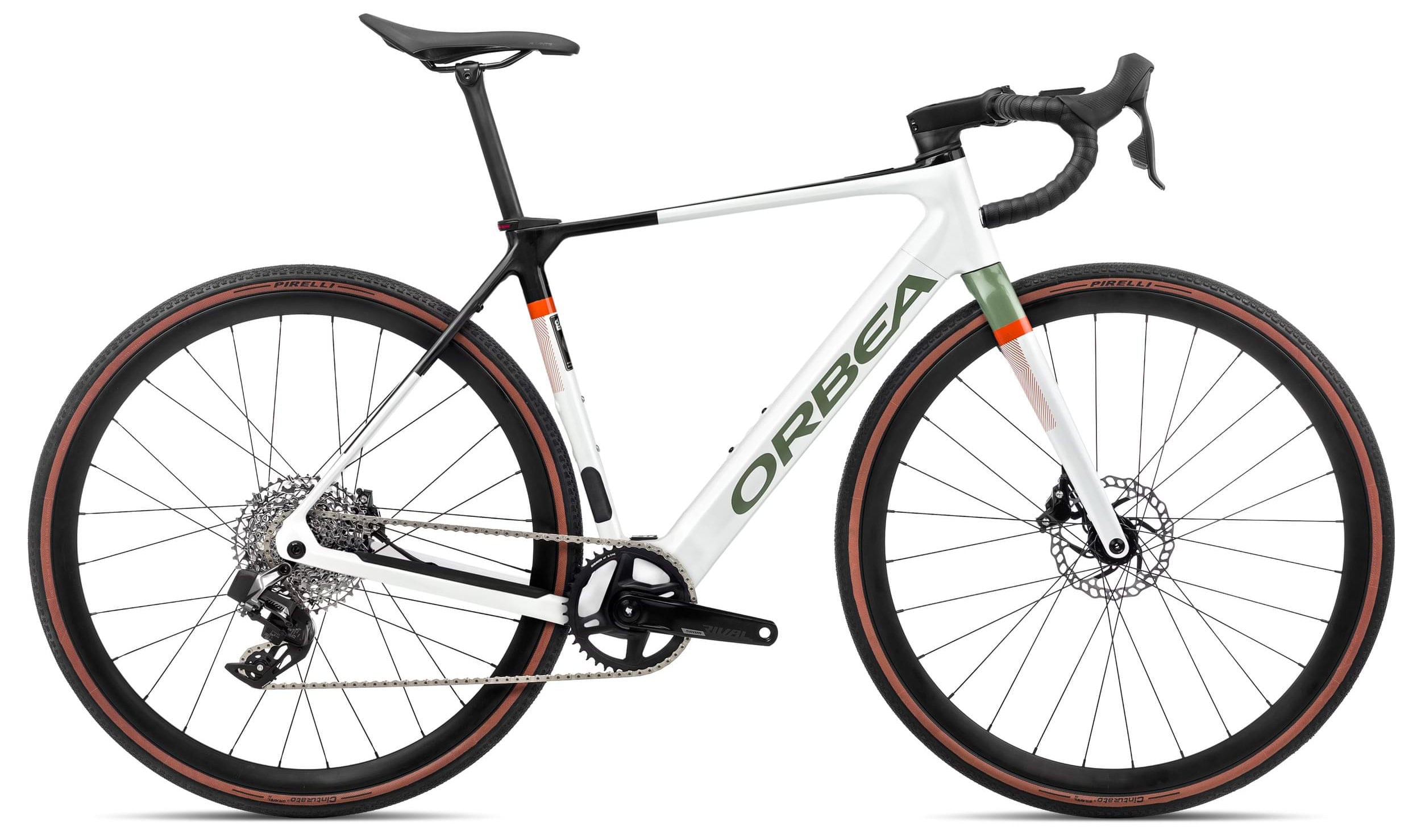 Orbea Gain M31e 1x 2023 White Chic/Metallic Green Artichoke Gloss