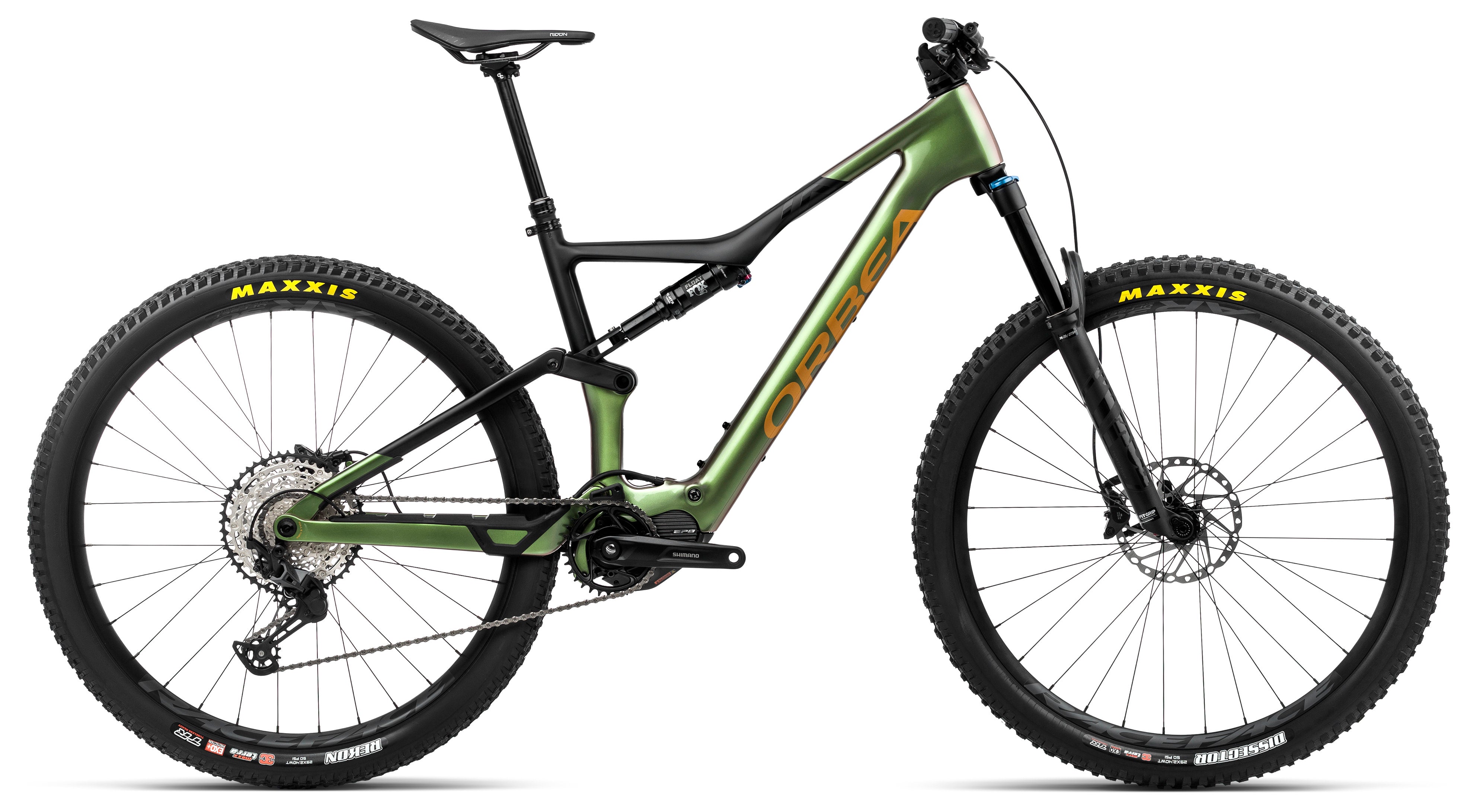Bicicletas Electricas eTrail Orbea Rise M20 2024 Chameleon Goblin Green Gloss/Black Matt