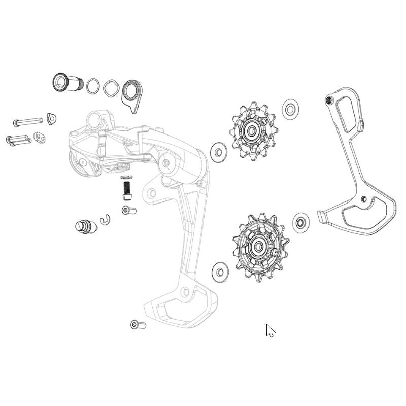 Kit Carcasa Sram XX T-Type Eagle AXS Superior/Inferior Pasador/Tornillos Negro
