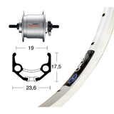 Roue Avant ZAC19 100mm Moyeu Dynamo Shimano DH3N20 Aluminium Noir/Argent