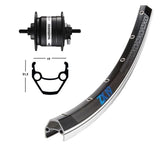 Roue Avant Exal ZX19 100mm Moyeu Dynamo Shimano DH3N20 Aluminium Noir/Argent