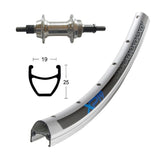 Roue Arrière Winora Exal XP19 Axe Plein Écrou 135mm 6/8v Argent Anodisé