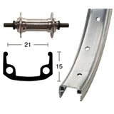 Roue Avant Winora Axe Plein Écrou 100mm Argent Mat