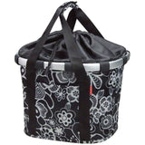 Bolsa Delantera Klickfix Reisenthel 35x28x26cm Negro/Flores Blancas